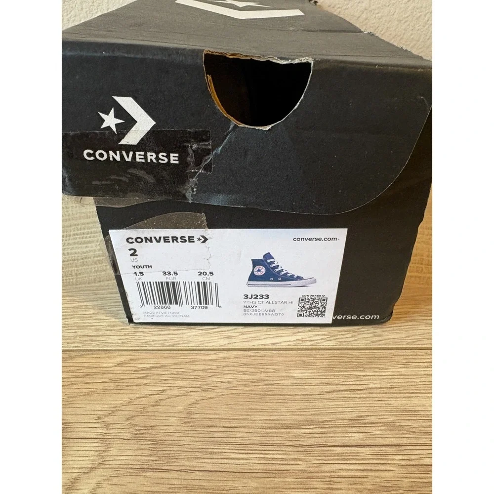 Converse Chuck Taylor All Star Hi 3J233 Sneaker Kids 2 Navy Canvas‎ Casual Shoes